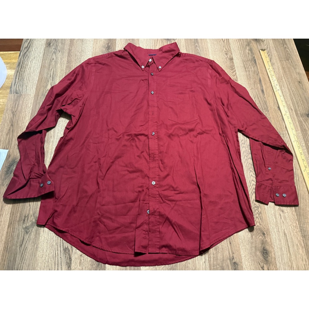 Croft & Barrow Shirts Mens 2XB Burgundy Button Down Herringbone Pattern